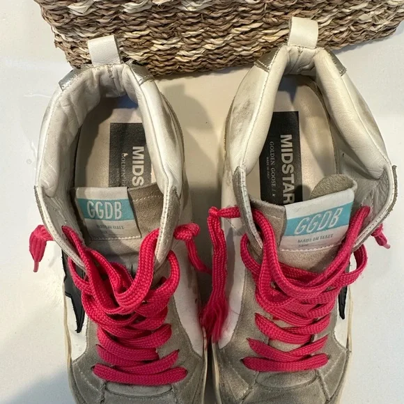 Golden Goose High-Top Sneakers with Pink and Gray Accents - Picture 4 of 7